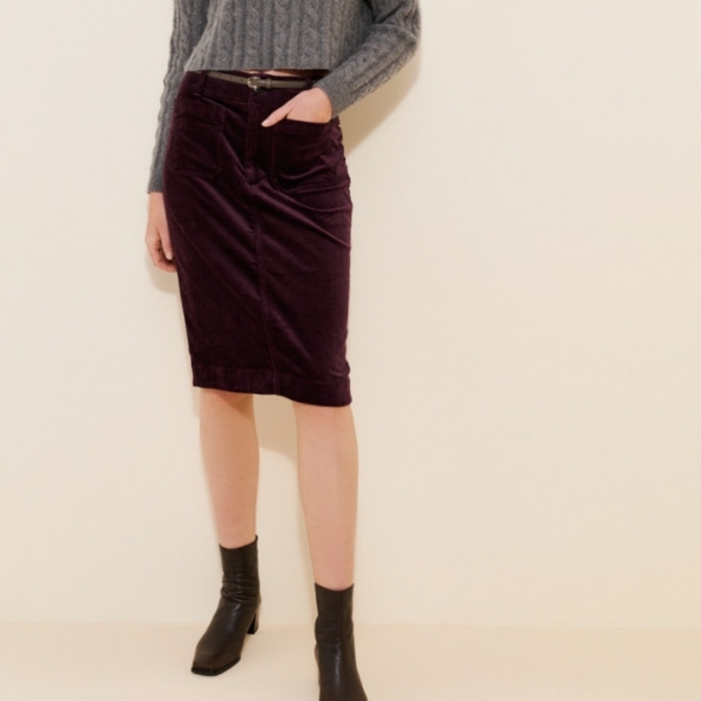 Anthropologie The Colette Corduroy Pencil Skirt by Maeve Purple Size XS Petite
